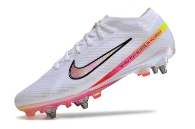 Men's Nike Air Zoom Mercurial Vapor 15 Elite SG Soft Ground Low-Tops Football Boots - White/Pink/Yellow/Black