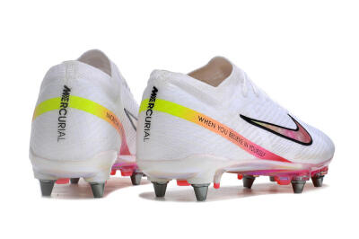 Men's Nike Air Zoom Mercurial Vapor 15 Elite SG Soft Ground Low-Tops Football Boots - White/Pink/Yellow/Black