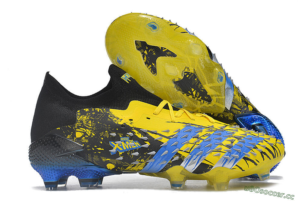 Men's Adidas Predator Freak.1 Low FG Firm Ground Low-Tops Football Boots - Yellow/Black/Blue 2