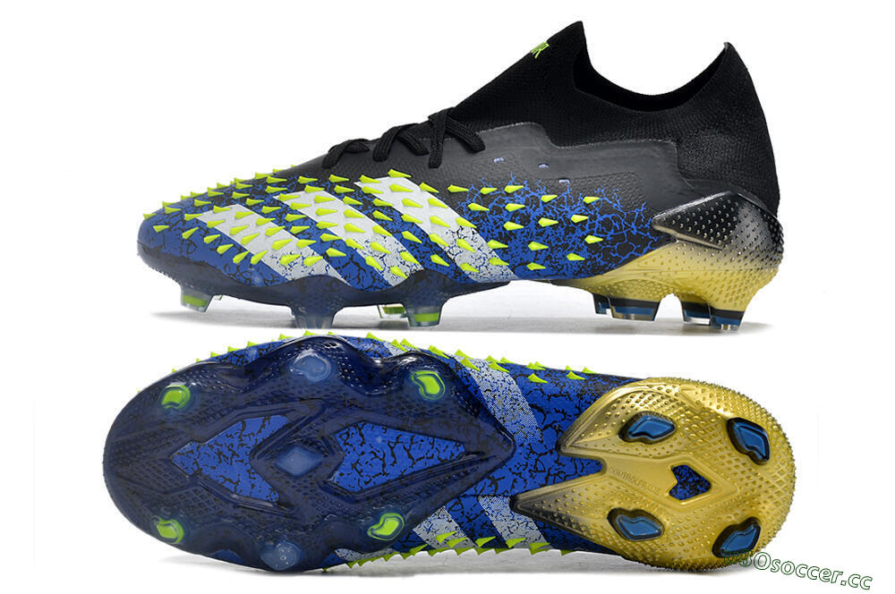 Men's Adidas Predator Freak.1 Low FG Firm Ground Low-Tops Football Boots - Black/Blue/Green 1