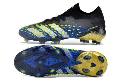 Men's Adidas Predator Freak.1 Low FG Firm Ground Low-Tops Football Boots - Black/Blue/Green