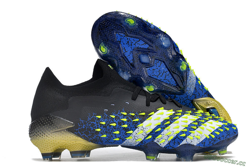 Men's Adidas Predator Freak.1 Low FG Firm Ground Low-Tops Football Boots - Black/Blue/Green 2