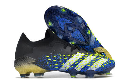 Men's Adidas Predator Freak.1 Low FG Firm Ground Low-Tops Football Boots - Black/Blue/Green