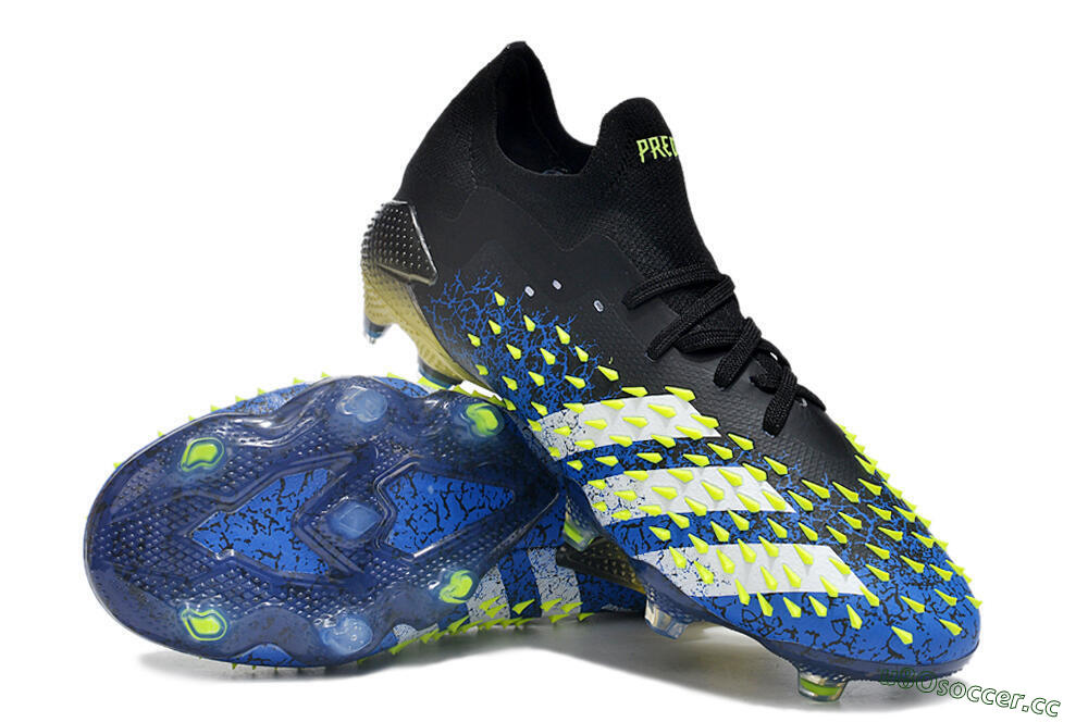 Men's Adidas Predator Freak.1 Low FG Firm Ground Low-Tops Football Boots - Black/Blue/Green 3
