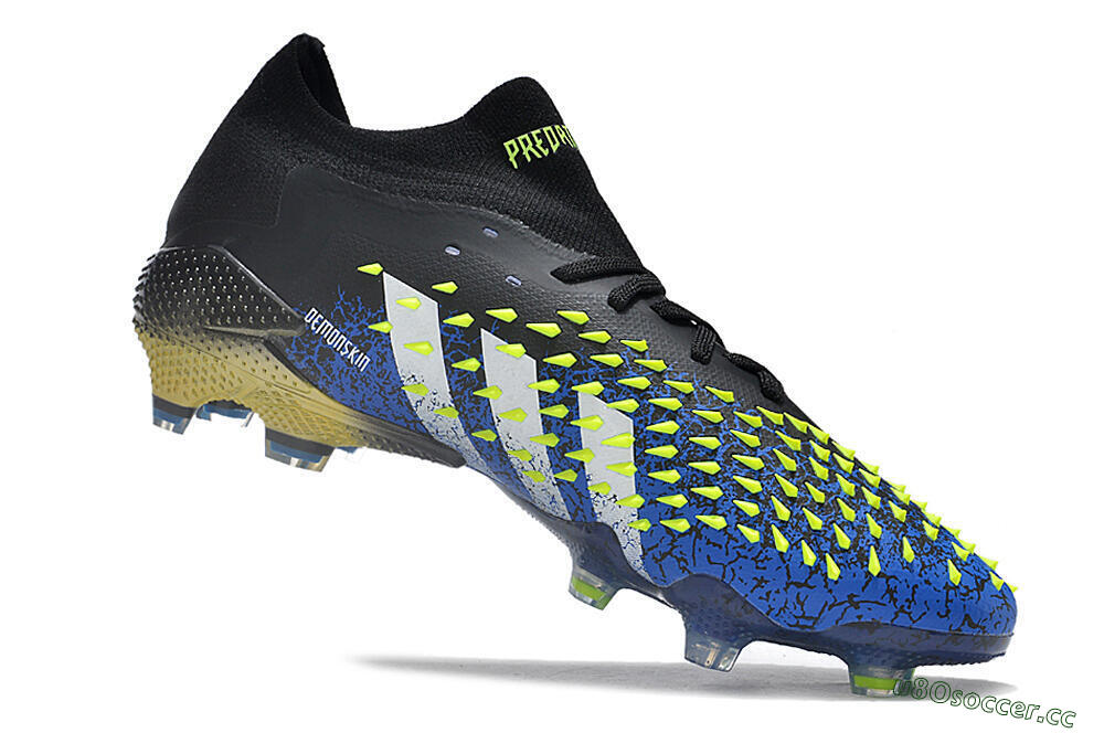 Men's Adidas Predator Freak.1 Low FG Firm Ground Low-Tops Football Boots - Black/Blue/Green 4