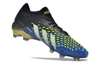 Men's Adidas Predator Freak.1 Low FG Firm Ground Low-Tops Football Boots - Black/Blue/Green