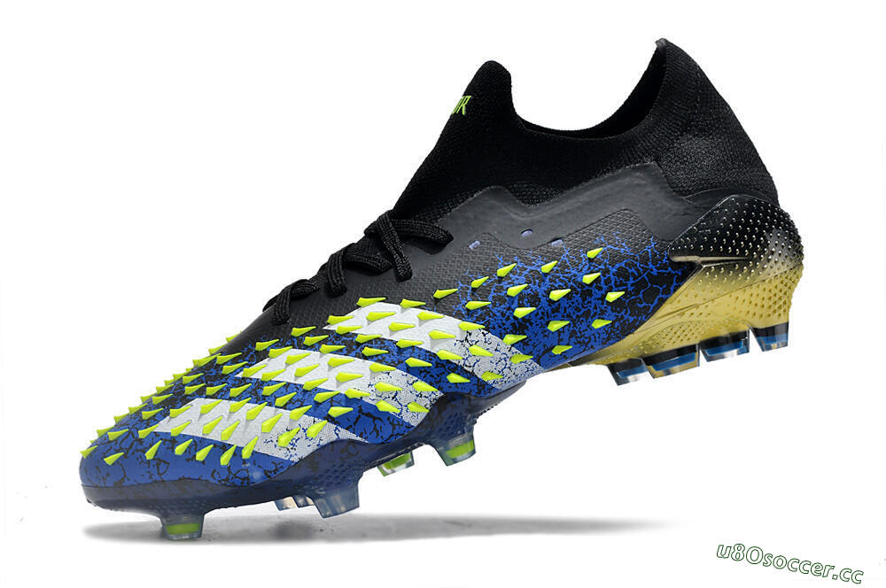 Men's Adidas Predator Freak.1 Low FG Firm Ground Low-Tops Football Boots - Black/Blue/Green 5