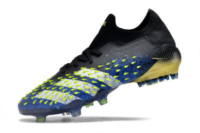 Men's Adidas Predator Freak.1 Low FG Firm Ground Low-Tops Football Boots - Black/Blue/Green