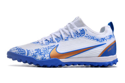 Unisex Nike Air Zoom Mercurial Vapor 15 Pro TF Artificial Turf Low-Tops Football Shoes - White/Blue/Gold