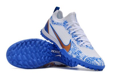 Unisex Nike Air Zoom Mercurial Vapor 15 Pro TF Artificial Turf Low-Tops Football Shoes - White/Blue/Gold