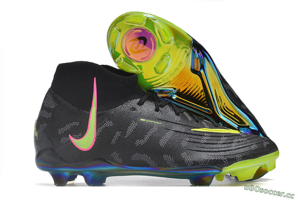Men's Nike Phantom Luna Elite FG Firm Ground High-Tops Football Boots - Black/Yellow/Pink 2