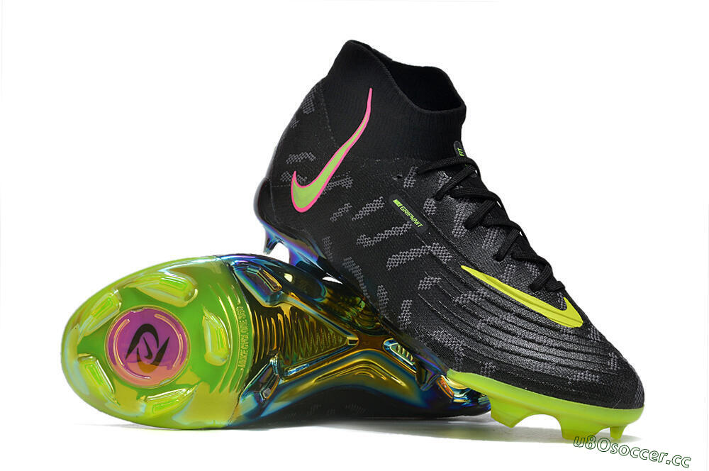 Men's Nike Phantom Luna Elite FG Firm Ground High-Tops Football Boots - Black/Yellow/Pink 3