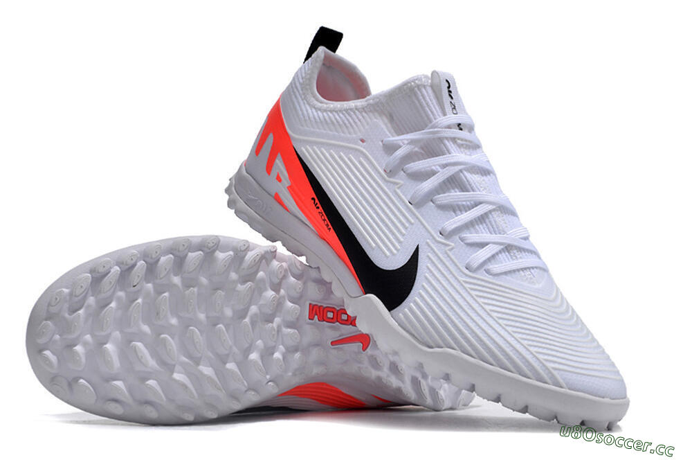 Unisex Nike Air Zoom Mercurial Vapor 15 Pro TF Artificial Turf Low-Tops Football Shoes - White/Black/Red 3