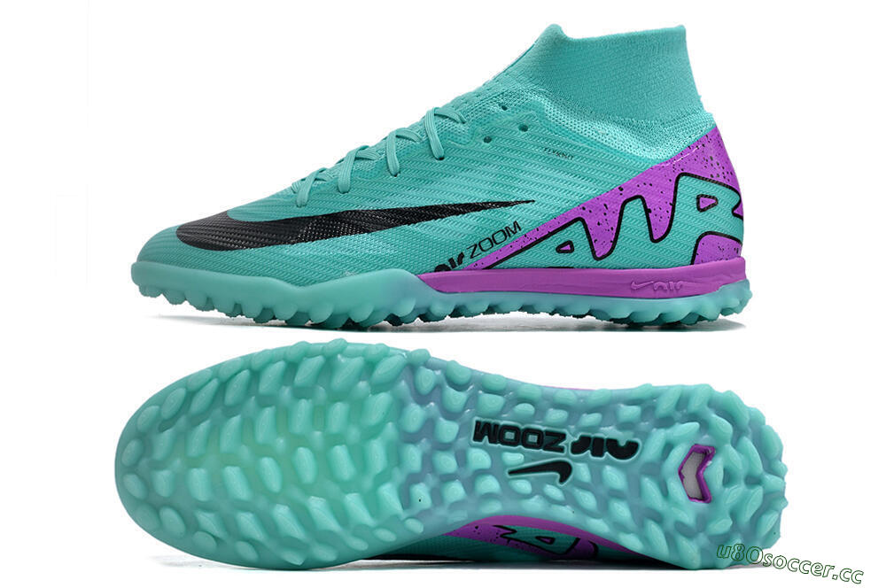 Unisex Nike Air Zoom Mercurial Superfly 9 Elite TF Artificial Turf High-Tops Football Shoes - Blue/Black/Purple 1