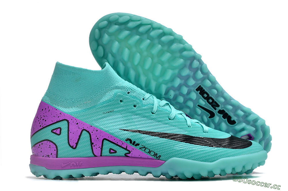 Unisex Nike Air Zoom Mercurial Superfly 9 Elite TF Artificial Turf High-Tops Football Shoes - Blue/Black/Purple 2