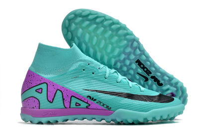 Unisex Nike Air Zoom Mercurial Superfly 9 Elite TF Artificial Turf High-Tops Football Shoes - Blue/Black/Purple