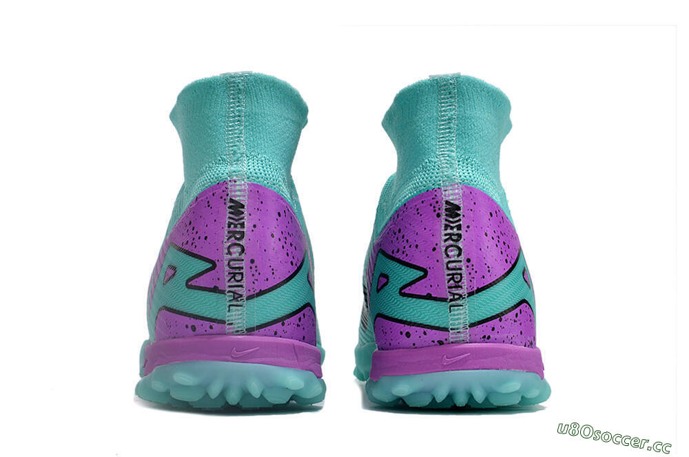 Unisex Nike Air Zoom Mercurial Superfly 9 Elite TF Artificial Turf High-Tops Football Shoes - Blue/Black/Purple 5