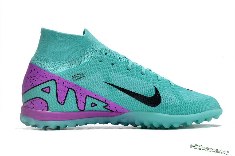 Unisex Nike Air Zoom Mercurial Superfly 9 Elite TF Artificial Turf High-Tops Football Shoes - Blue/Black/Purple 7