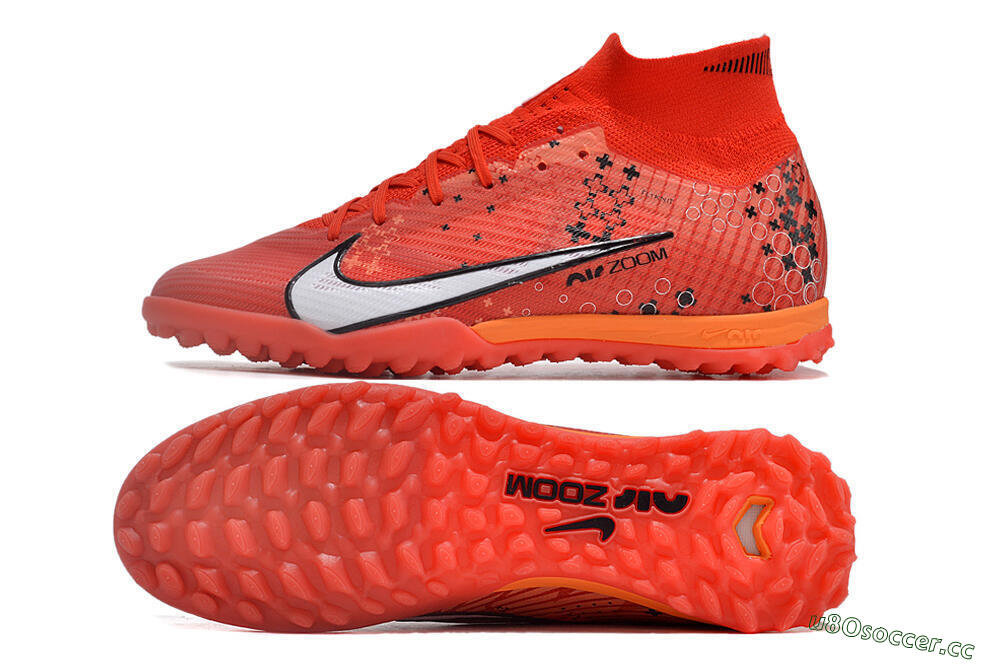 Unisex Nike Air Zoom Mercurial Superfly 9 Elite TF Artificial Turf High-Tops Football Shoes - Red/White/Black 1