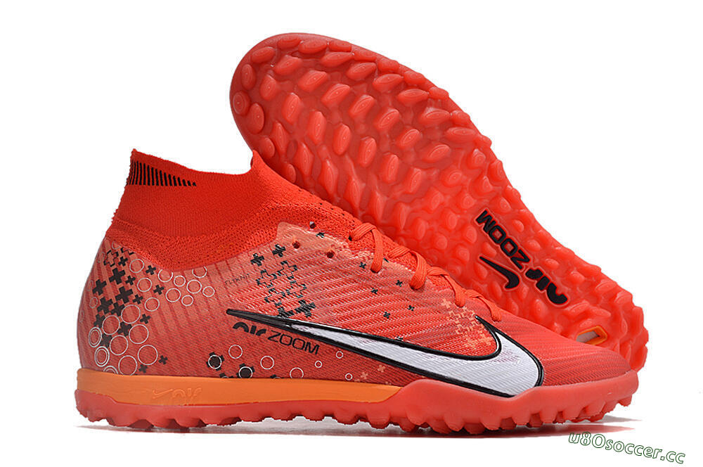 Unisex Nike Air Zoom Mercurial Superfly 9 Elite TF Artificial Turf High-Tops Football Shoes - Red/White/Black 2