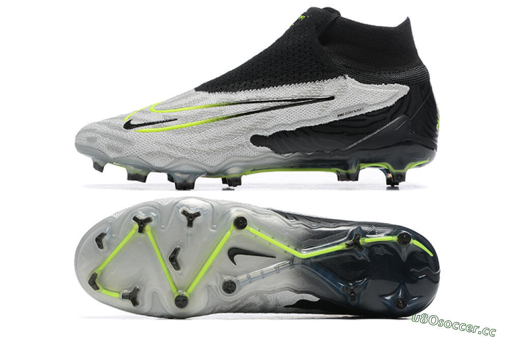 Men's Nike Phantom GX Elite DF FG Firm Ground High-Tops Football Boots - Grey/Black/Yellow 1