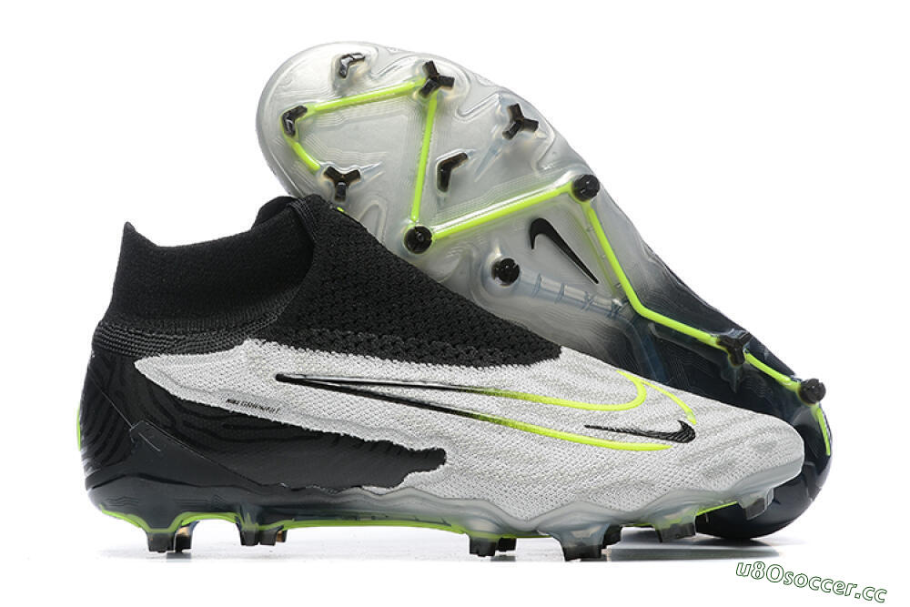 Men's Nike Phantom GX Elite DF FG Firm Ground High-Tops Football Boots - Grey/Black/Yellow 2
