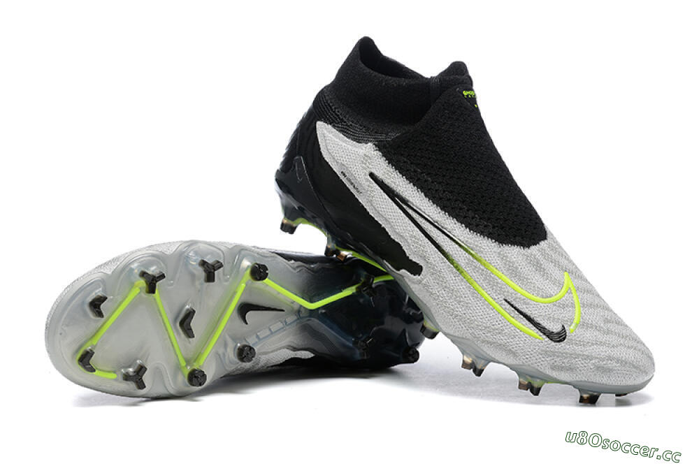 Men's Nike Phantom GX Elite DF FG Firm Ground High-Tops Football Boots - Grey/Black/Yellow 4