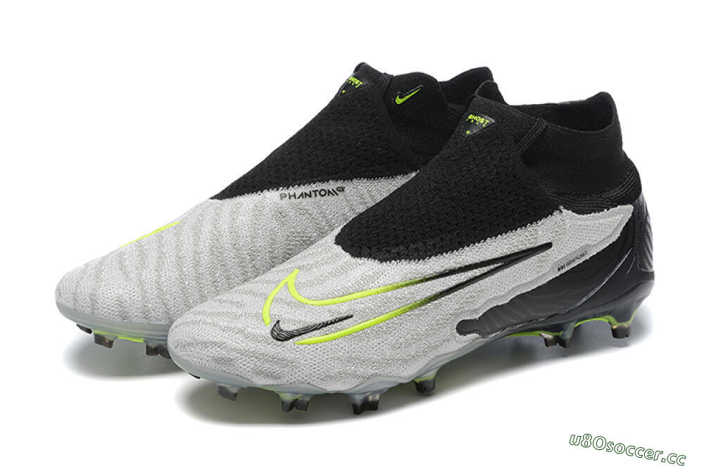 Men's Nike Phantom GX Elite DF FG Firm Ground High-Tops Football Boots - Grey/Black/Yellow 5