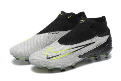 Men's Nike Phantom GX Elite DF FG Firm Ground High-Tops Football Boots - Grey/Black/Yellow
