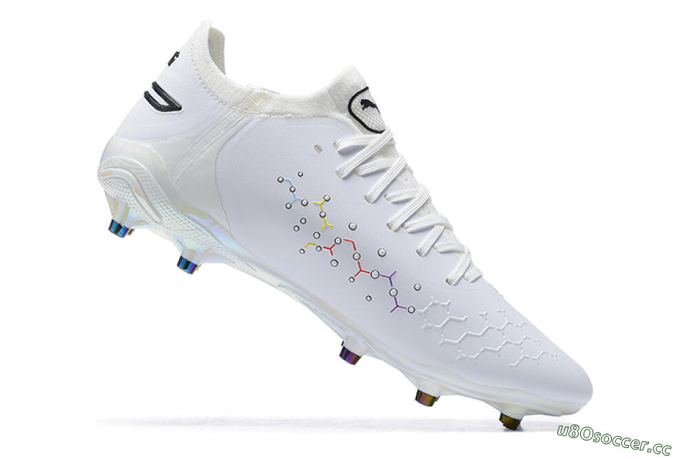 Men's Puma King Ultimate Icon MG Multi Ground Low-Tops Football Boots - White/Blue/Yellow/Red 7