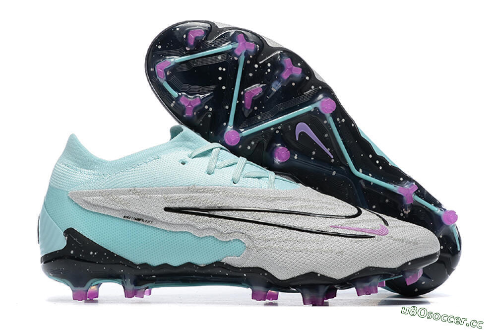 Men's Nike Phantom GX Elite FG Firm Ground Low-Tops Football Boots - Grey/Blue/Black 2
