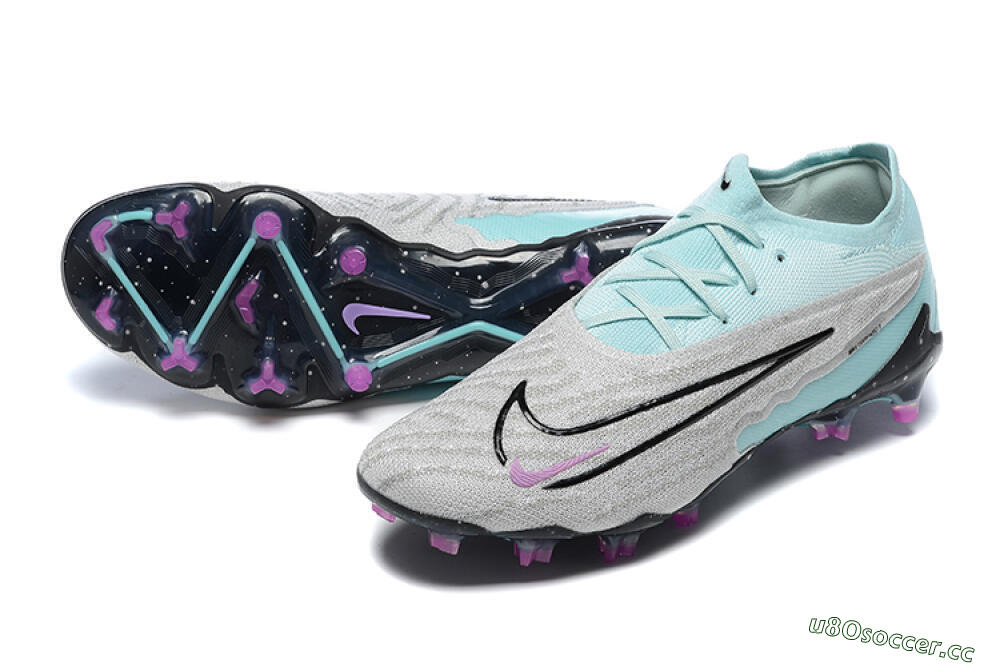 Men's Nike Phantom GX Elite FG Firm Ground Low-Tops Football Boots - Grey/Blue/Black 3