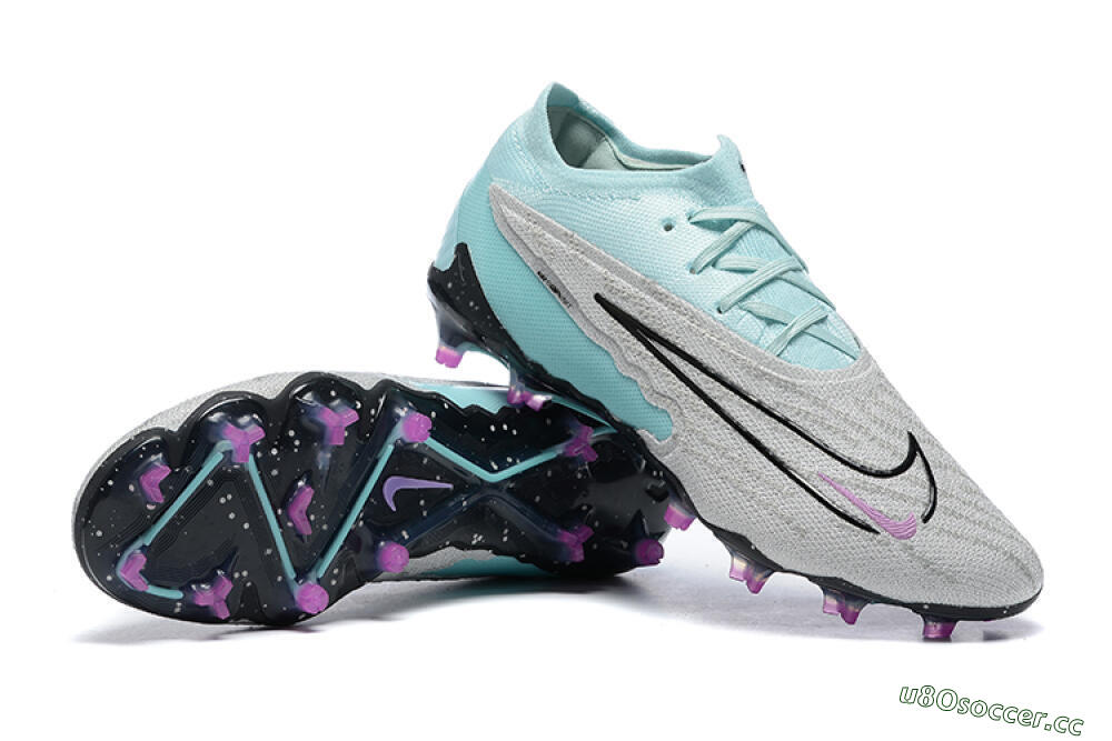 Men's Nike Phantom GX Elite FG Firm Ground Low-Tops Football Boots - Grey/Blue/Black 4