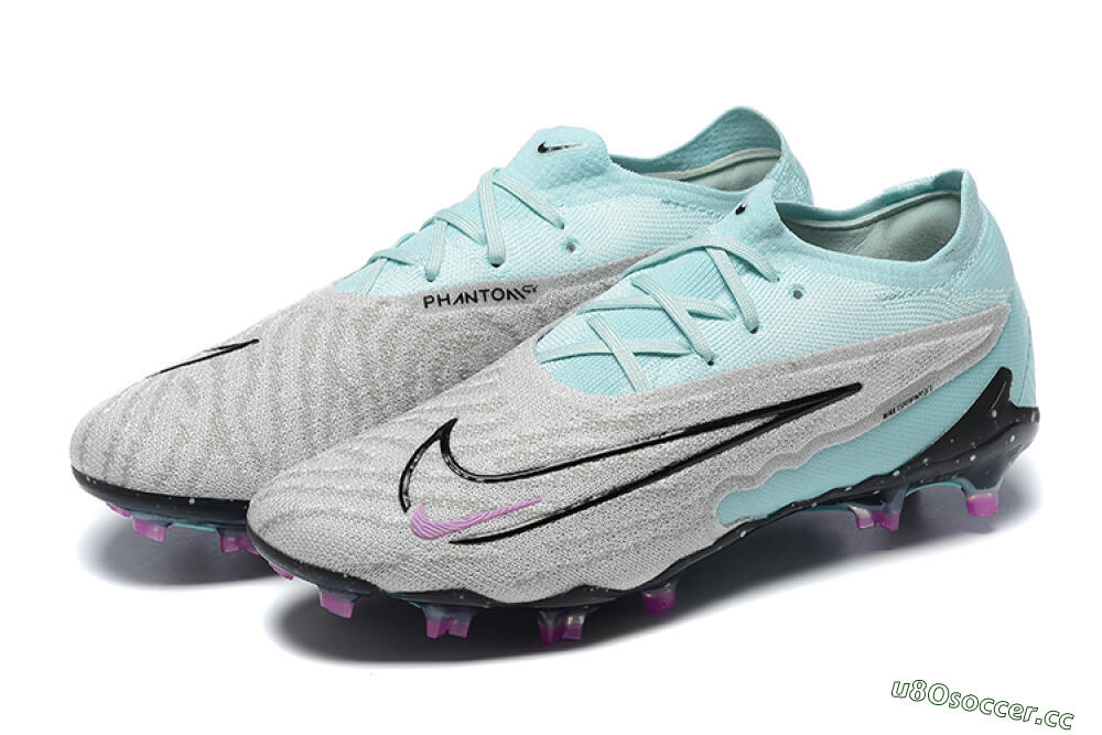 Men's Nike Phantom GX Elite FG Firm Ground Low-Tops Football Boots - Grey/Blue/Black 5