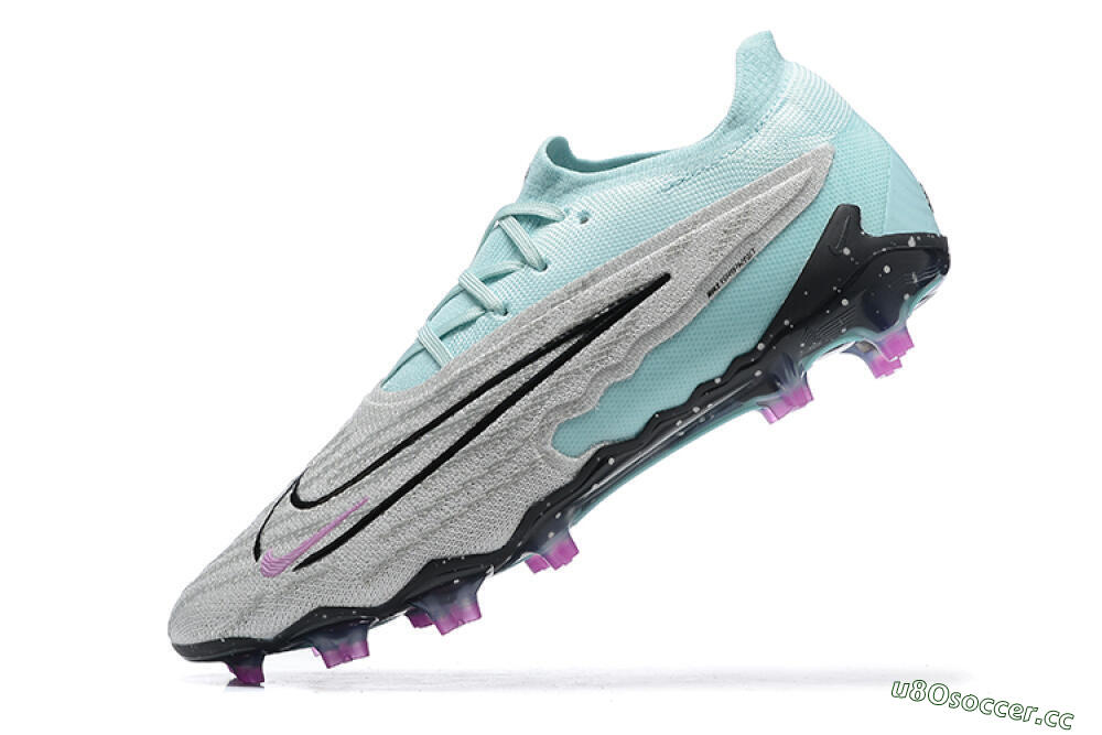 Men's Nike Phantom GX Elite FG Firm Ground Low-Tops Football Boots - Grey/Blue/Black 8