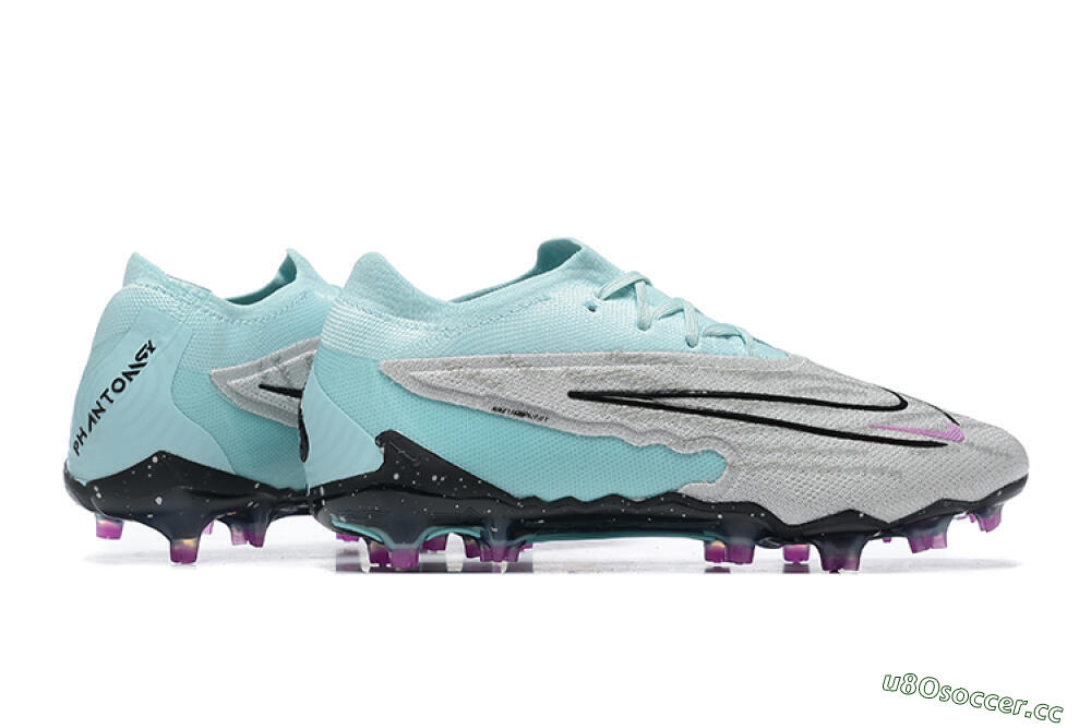 Men's Nike Phantom GX Elite FG Firm Ground Low-Tops Football Boots - Grey/Blue/Black 9
