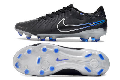 Men's Nike Tiempo Legend 10 Academy FG Firm Ground Low-Tops Football Boots - Black/White/Blue