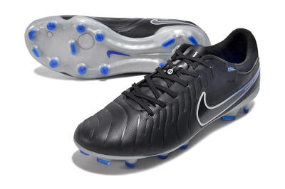 Men's Nike Tiempo Legend 10 Academy FG Firm Ground Low-Tops Football Boots - Black/White/Blue