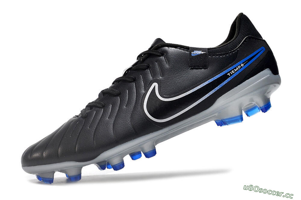 Men's Nike Tiempo Legend 10 Academy FG Firm Ground Low-Tops Football Boots - Black/White/Blue 5
