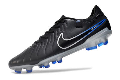 Men's Nike Tiempo Legend 10 Academy FG Firm Ground Low-Tops Football Boots - Black/White/Blue