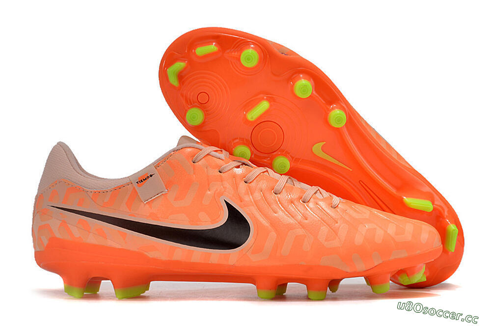 Men's Nike Tiempo Legend 10 Academy FG Firm Ground Low-Tops Football Boots - Pink/Black/Orange 2