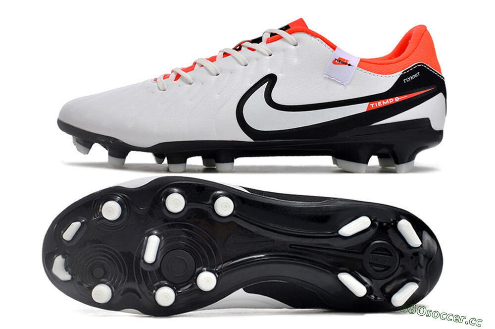 Men's Nike Tiempo Legend 10 Academy FG Firm Ground Low-Tops Football Boots - White/Black/Red 1