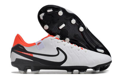 Men's Nike Tiempo Legend 10 Academy FG Firm Ground Low-Tops Football Boots - White/Black/Red