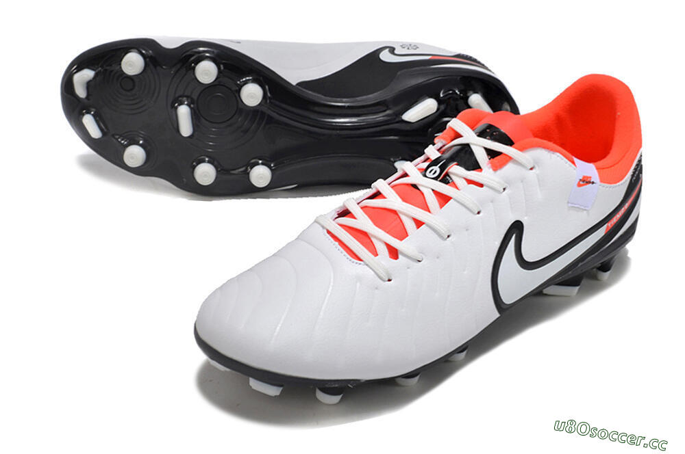 Men's Nike Tiempo Legend 10 Academy FG Firm Ground Low-Tops Football Boots - White/Black/Red 3