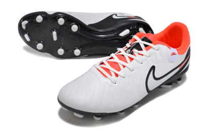 Men's Nike Tiempo Legend 10 Academy FG Firm Ground Low-Tops Football Boots - White/Black/Red