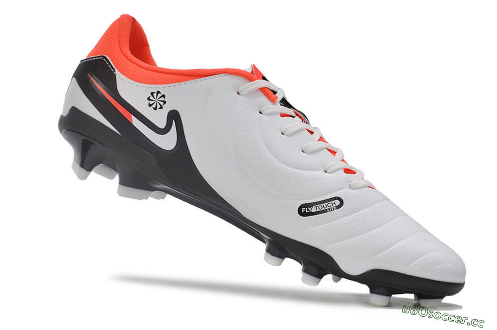 Men's Nike Tiempo Legend 10 Academy FG Firm Ground Low-Tops Football Boots - White/Black/Red 4