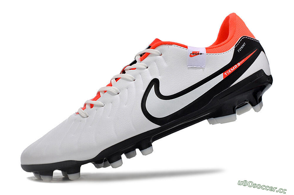Men's Nike Tiempo Legend 10 Academy FG Firm Ground Low-Tops Football Boots - White/Black/Red 5