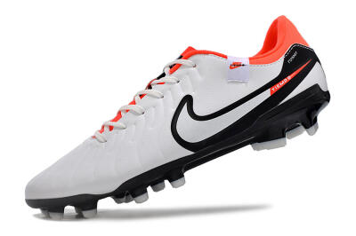 Men's Nike Tiempo Legend 10 Academy FG Firm Ground Low-Tops Football Boots - White/Black/Red