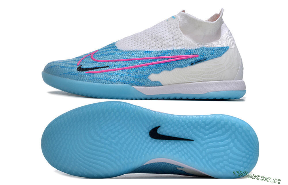 Men's Nike Phantom GX Elite DF IC Indoor & Futsal High-Tops Football Shoes - Blue/White/Pink 1