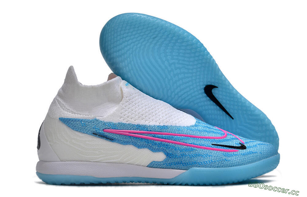 Men's Nike Phantom GX Elite DF IC Indoor & Futsal High-Tops Football Shoes - Blue/White/Pink 2